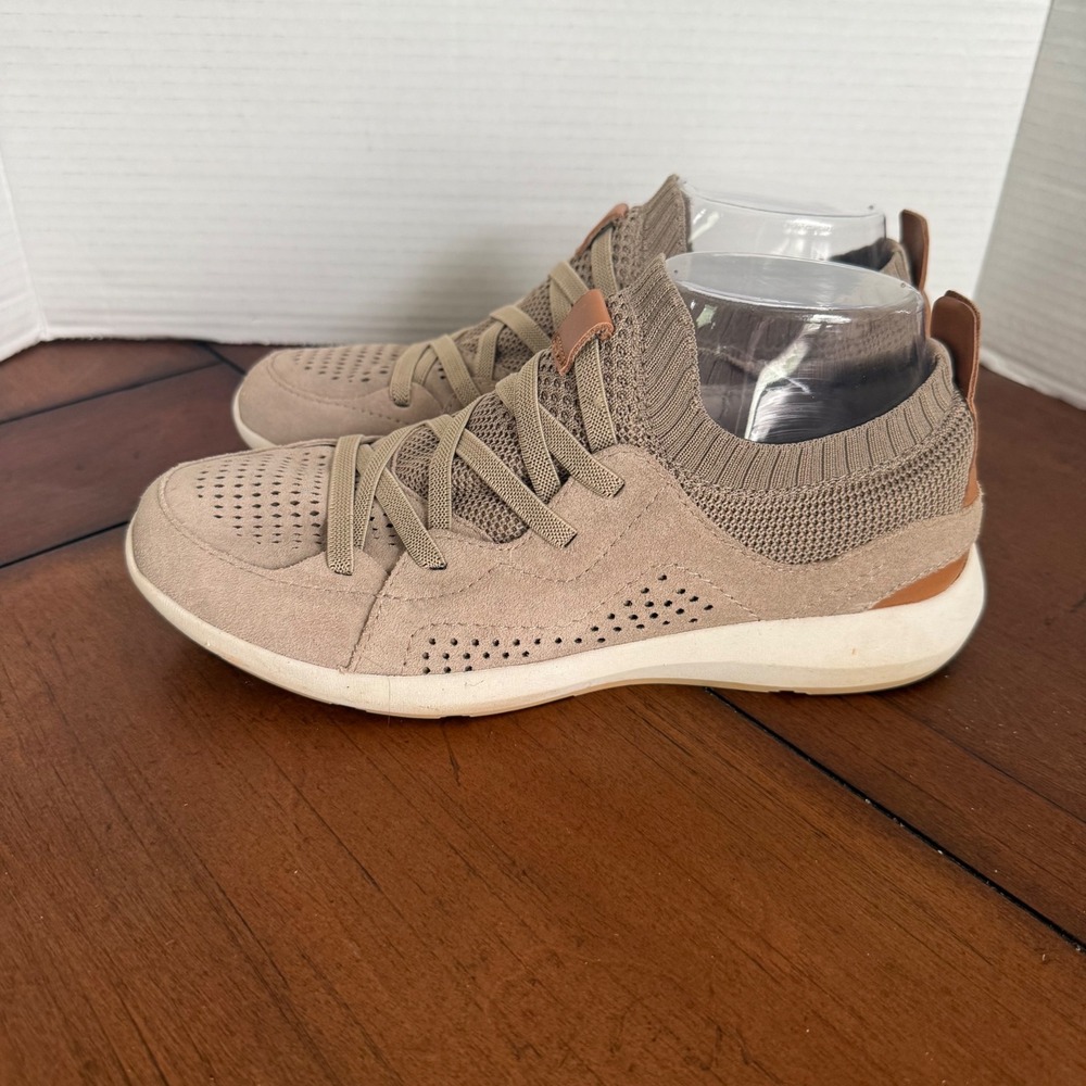 Earth Desire Flow Womens 7.5M Taupe Suede Knit Slip On Sneakers‎ Winter Neige